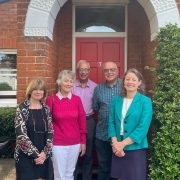 From left to right Angela Carter Manager Myfanwy Tothill Chair of the Board Colin Petter Trustee Dr Brian Edwards Trustee Helen Maguire MP
