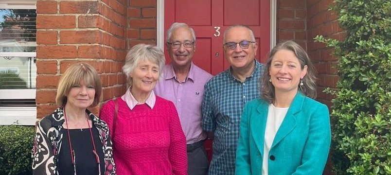 From left to right Angela Carter Manager Myfanwy Tothill Chair of the Board Colin Petter Trustee Dr Brian Edwards Trustee Helen Maguire MP